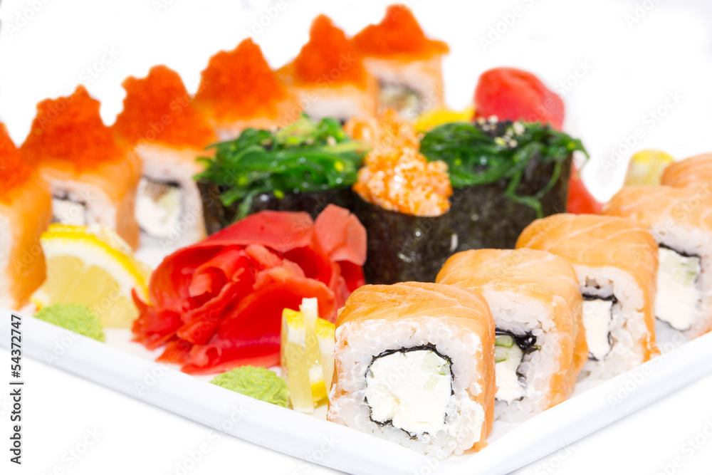 delicious seafood sushi at a Japanese restaurant delicious seafood sushi at a Japanese restaurant