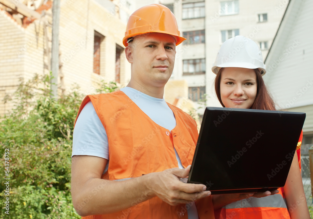   builders works at construction site