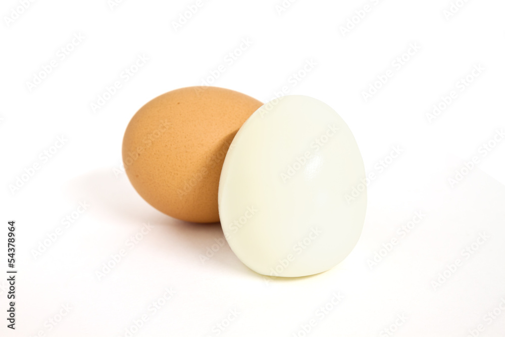 Boiled eggs and eggs isolated on white background Boiled eggs and eggs isolated on white background
