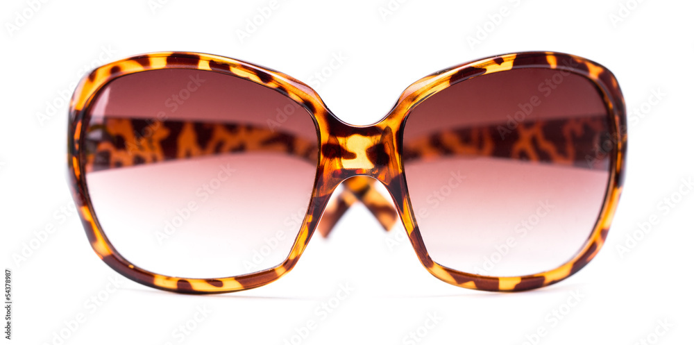 Fancy sunglasses leopard skin texture isolated on white. Stock-foto | Adobe