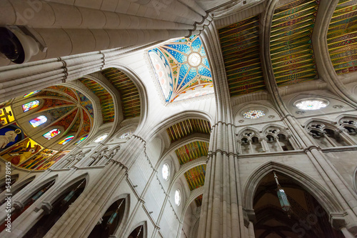Celling in interior of  Almudena Cathedral photo