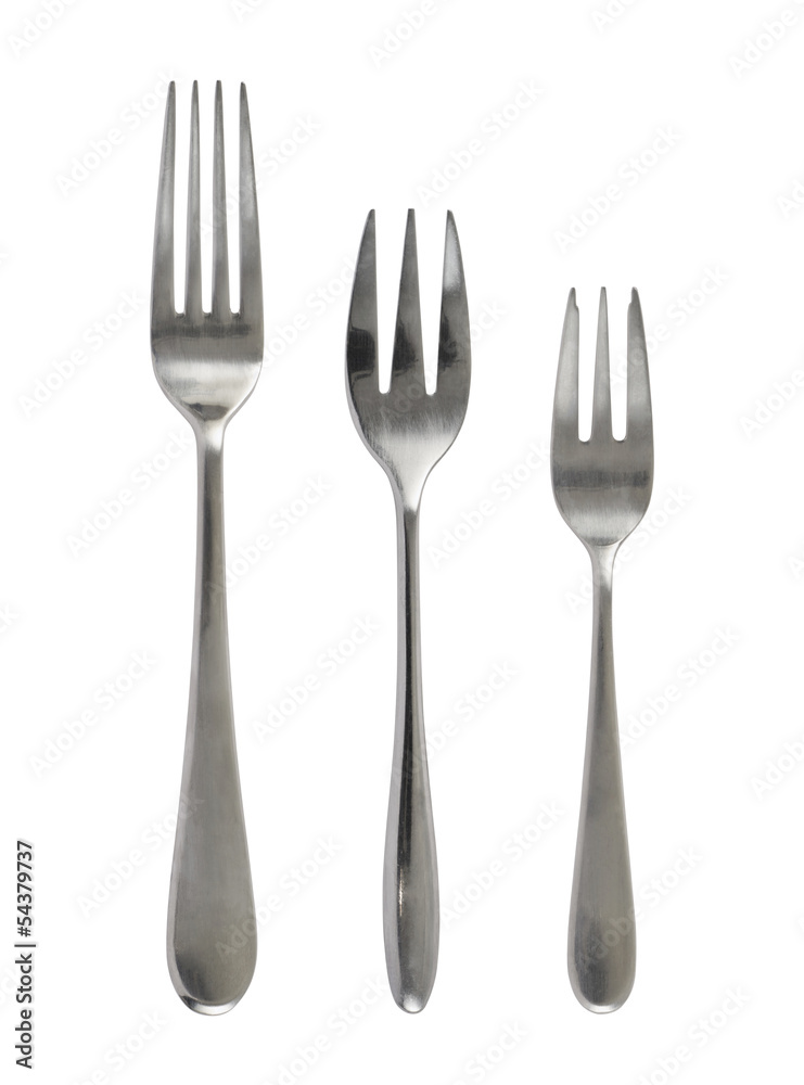 Set of metal table and dessert forks Set of metal table and dessert forks