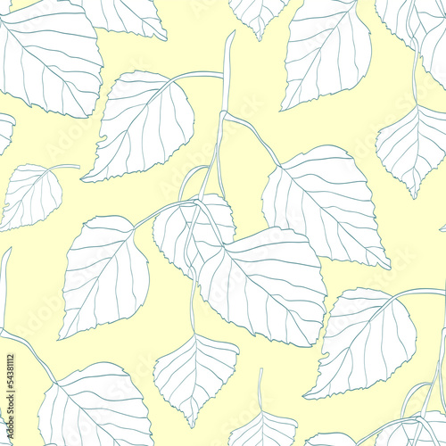 Decorative seamless pattern with birch leaves