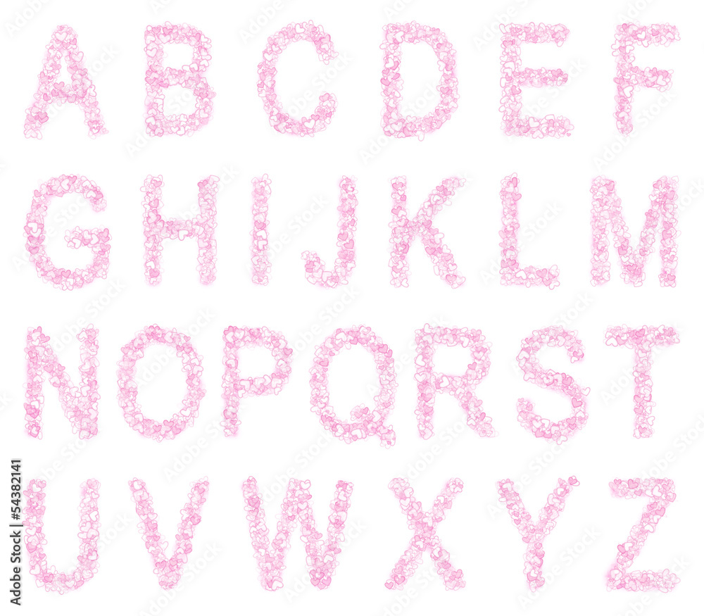 Pink font from hearts and particles Pink font from hearts and particles