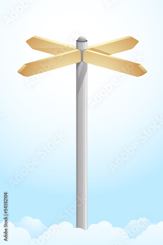 Vector illustration of direction sign in the sky