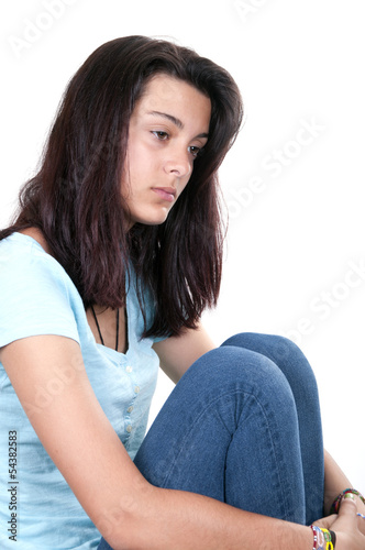 Depression teen girl cried lonely