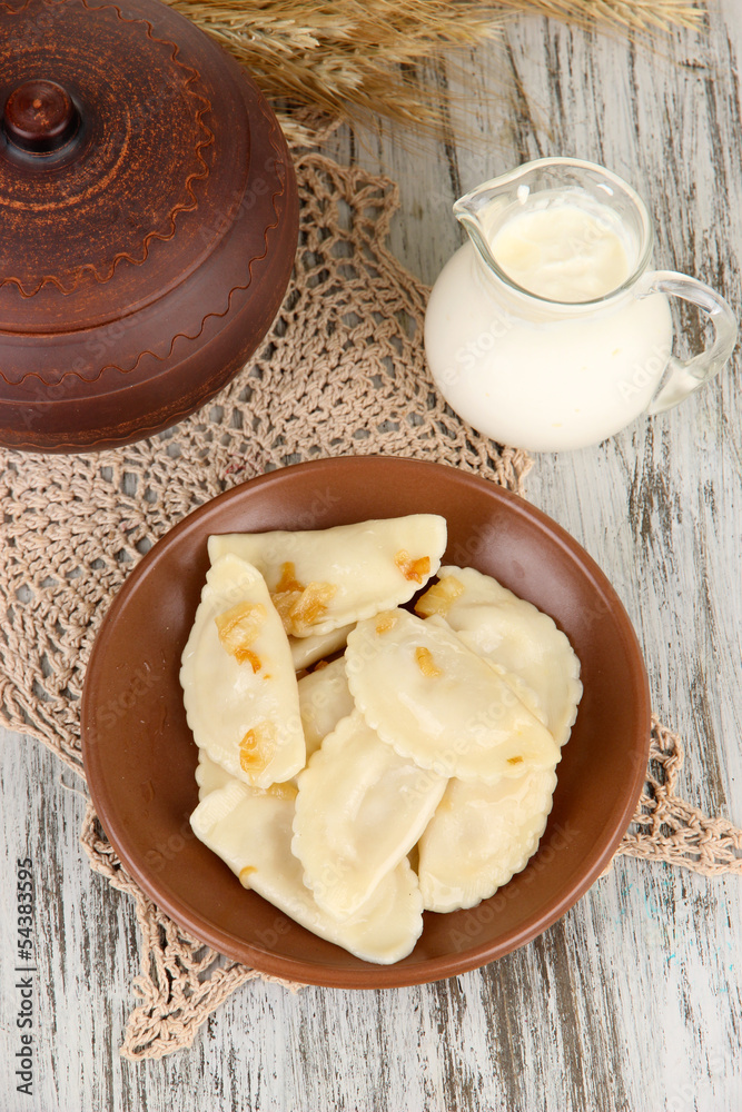 Tasty dumplings with fried onion Tasty dumplings with fried onion