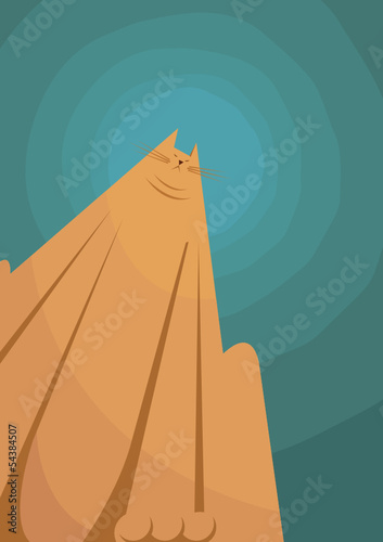 Vector big evil cat, low angle view