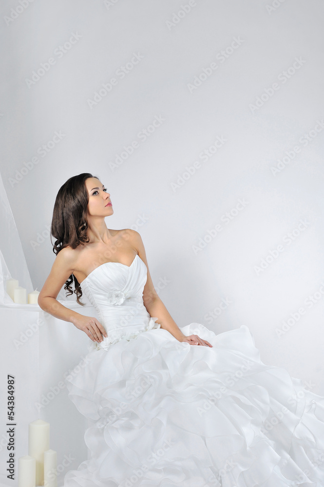 Beautiful bride in a luxurious wedding dress Beautiful bride in a luxurious wedding dress
