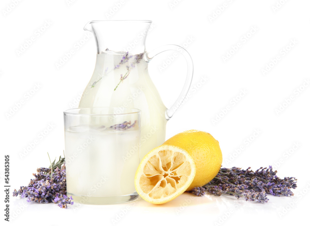 Lavender lemonade, isolated on white Lavender lemonade, isolated on white