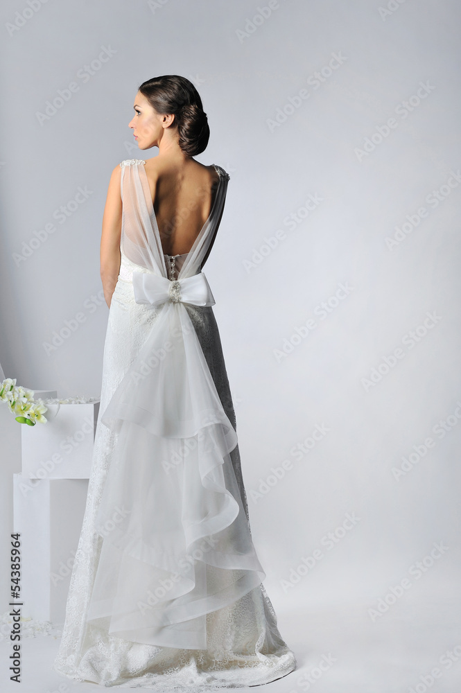Beautiful bride in a luxurious wedding dress