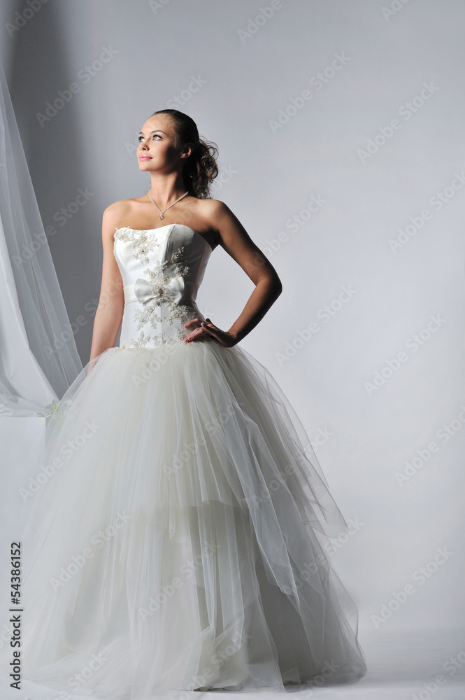 Beautiful bride in a luxurious wedding dress Beautiful bride in a luxurious wedding dress