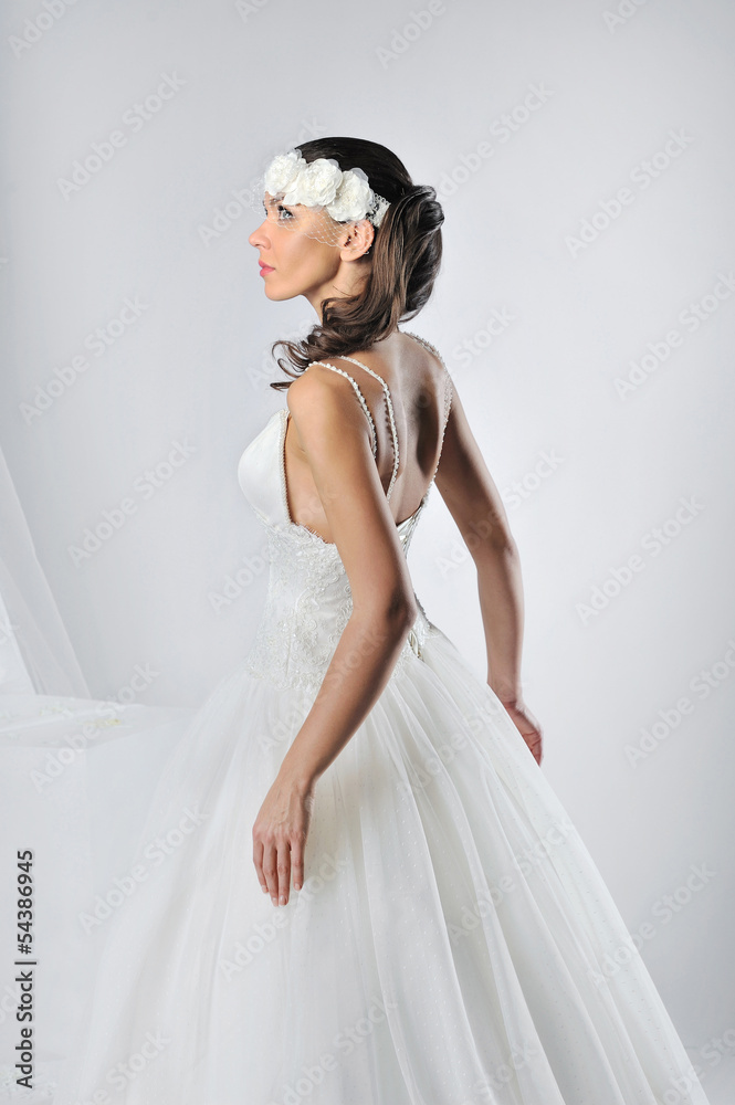 Beautiful bride in a luxurious wedding dress Beautiful bride in a luxurious wedding dress
