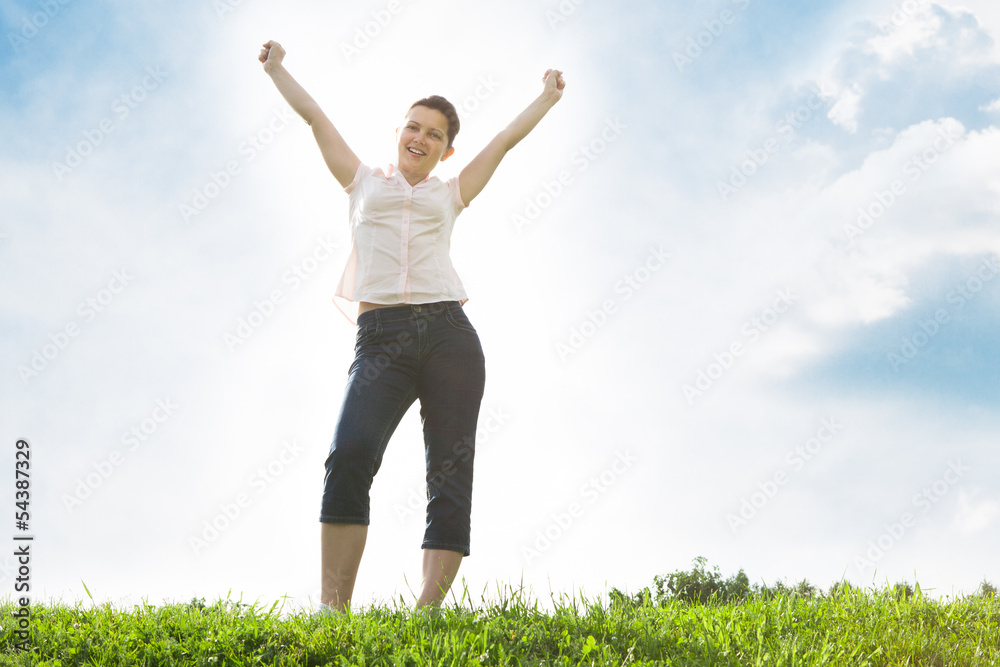Young Woman With Her Arms Outstretched Young Woman With Her Arms Outstretched