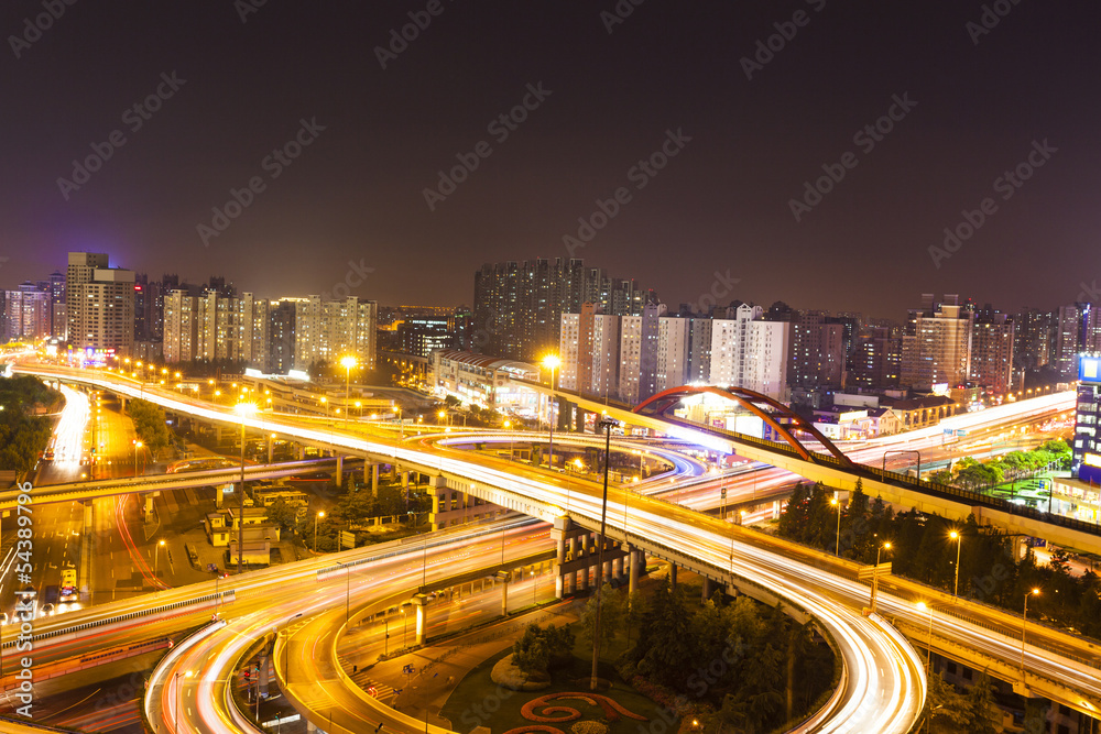 Fototapeta premium overpass with motion light at night