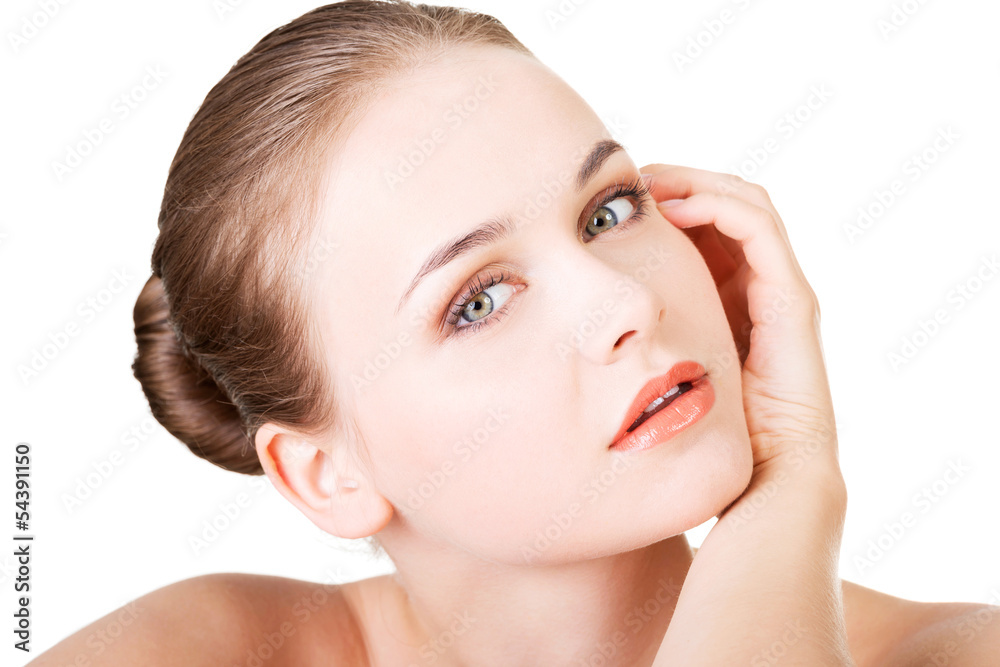 Beautiful face of spa woman with healthy clean skin.