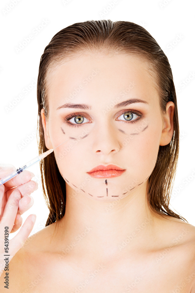 Cosmetic botox injection in the female face Cosmetic botox injection in the female face