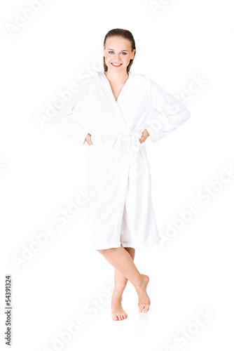 Attractive woman with a bathrobe