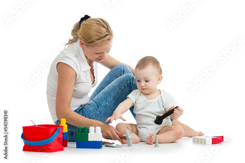 baby boy and mother playing...