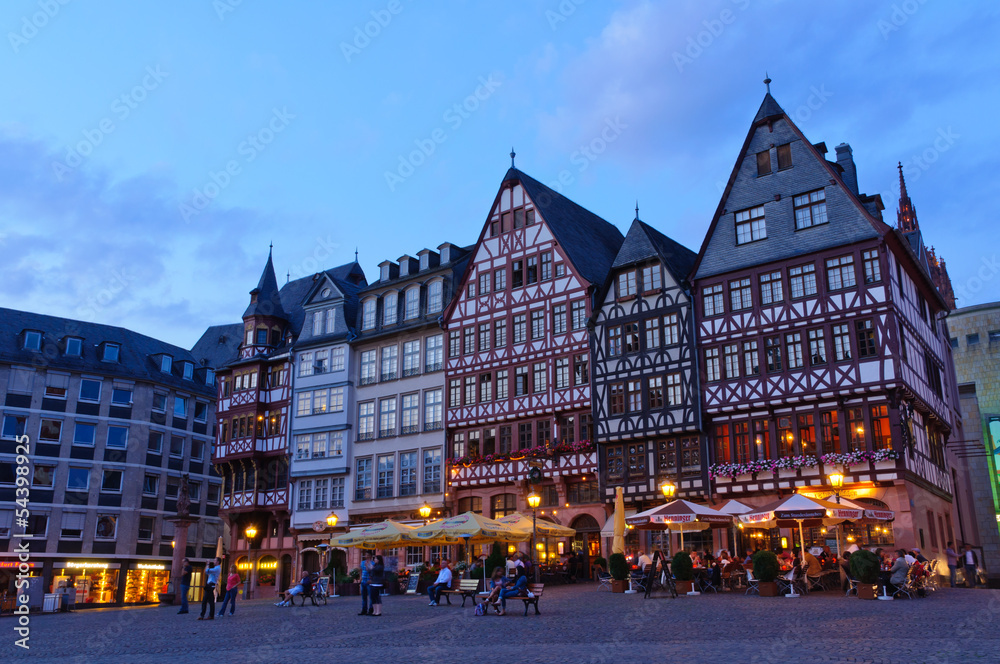 Römerberg in Frankfurt am Main at dusk