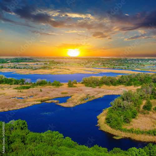 vorskla river at the sunset photo