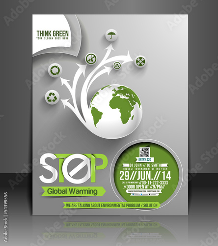Vector Global Warming flyer, magazine cover & poster template
