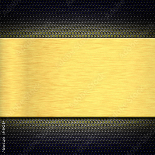 Tenmplate of gold metal plate on a grate for design