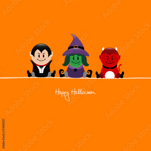 Halloween Vampire, Witch & Devil Orange
