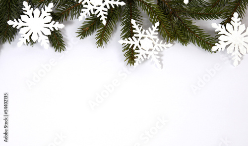 Snowflakes relating to twigs of the spruce