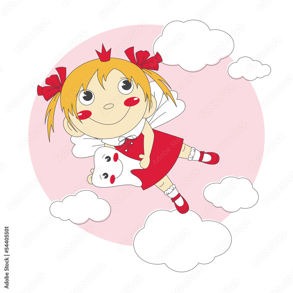 Vector illustration of cute little tooth fairy. Vector illustration of cute little tooth fairy.