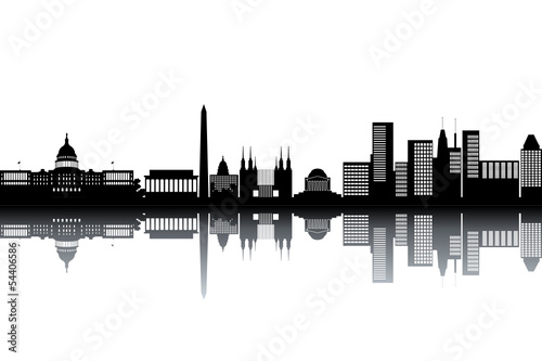 Washington skyline - black and white vector illustration