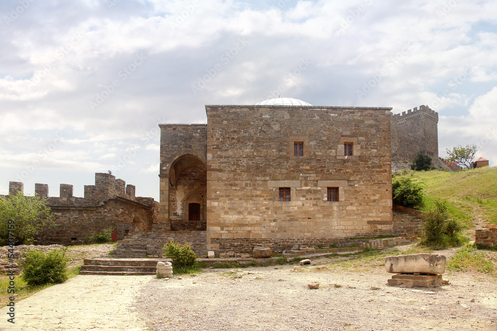 Genoese fortress. Temple with an arcade