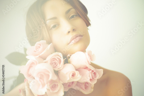 Charming lady with roses