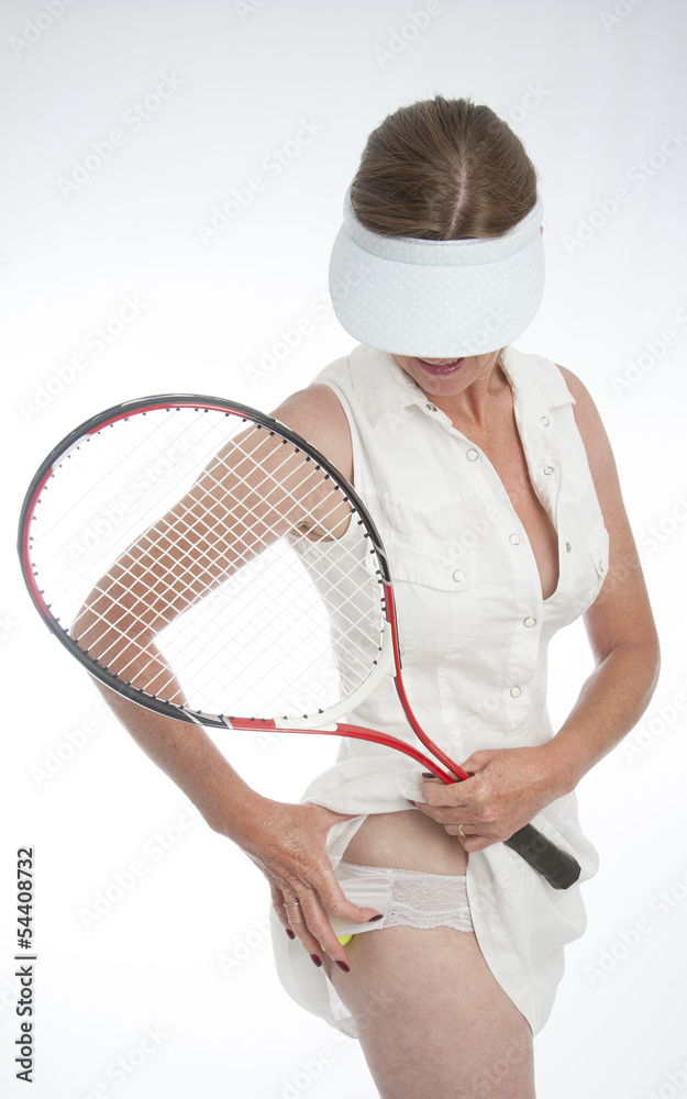 Female tennis player tucking the ball into her panties Stock Photo | Adobe  Stock