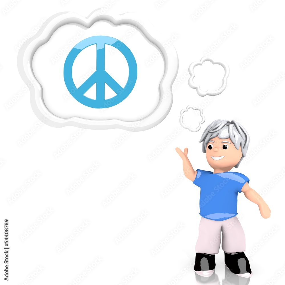 peace symbol thought by a 3d character peace symbol thought by a 3d character
