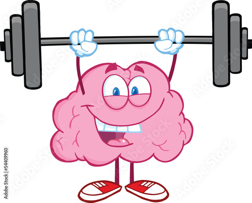 Happy Brain Character Lifting Weights