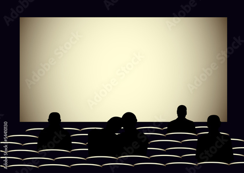 Cinema with silhouettes of people