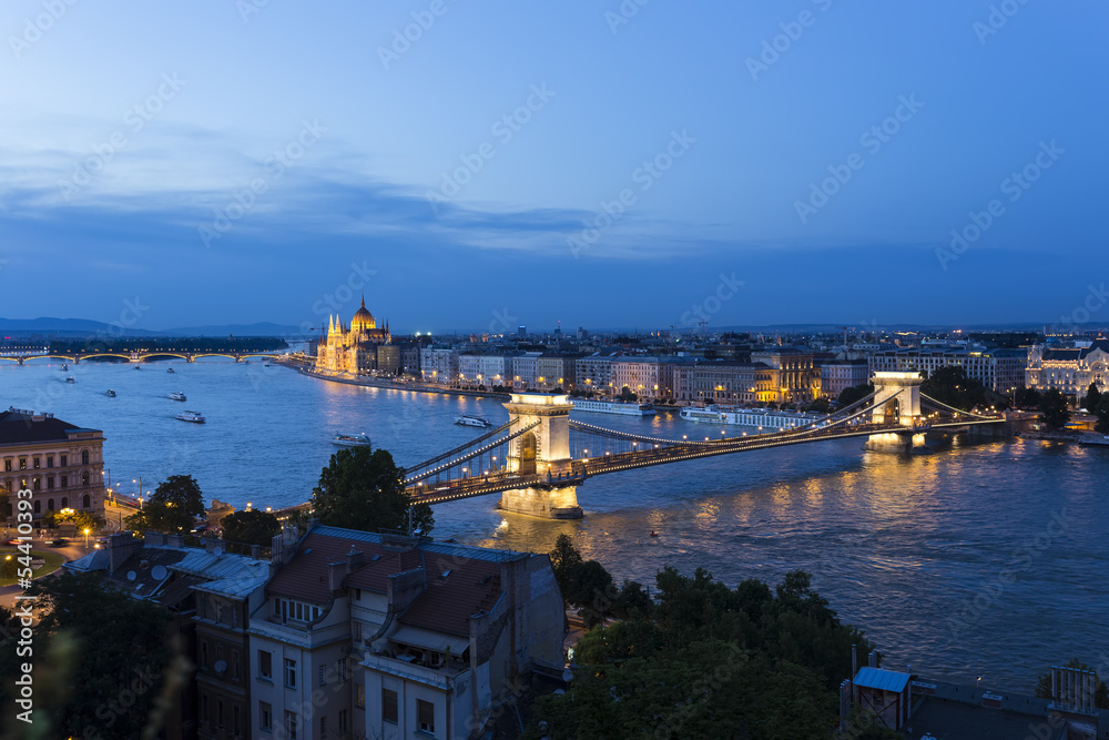 The Szechenyi Chain Bridge in Budapest,Hungary