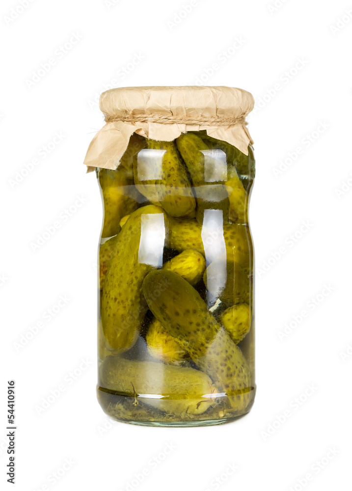 Pickled cucumbers in glass jar Pickled cucumbers in glass jar