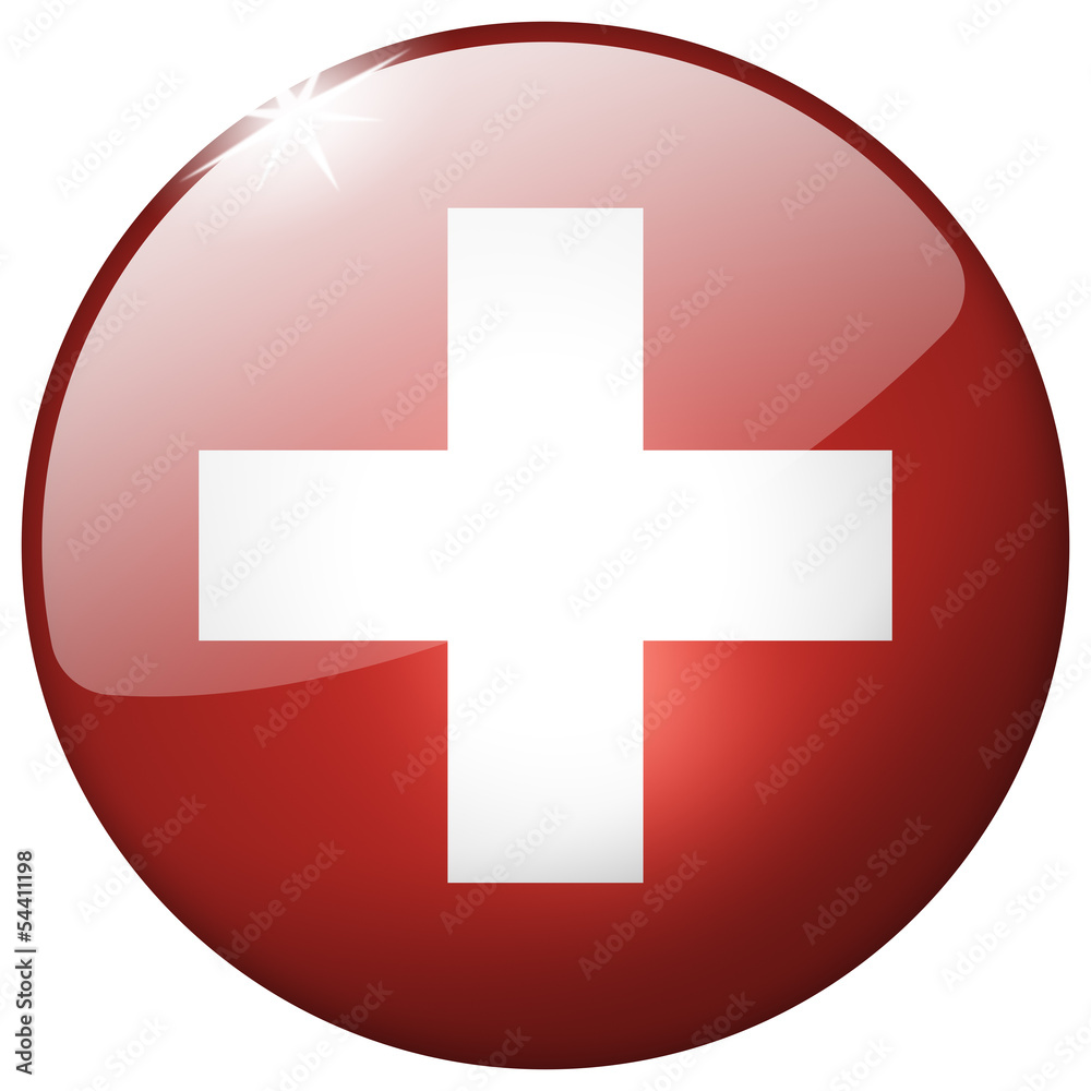 Switzerland Round Glass isolated realistic Button Switzerland Round Glass isolated realistic Button