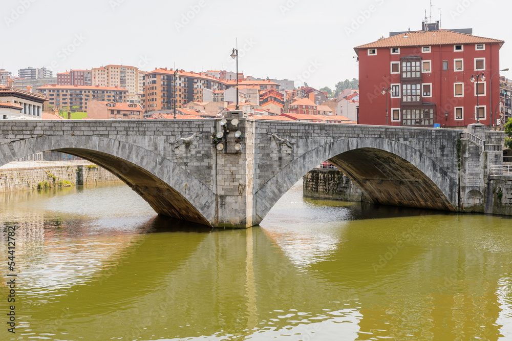 San Anton bridge and Nervion river in Bilbao