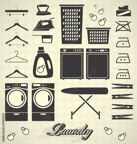 Vector Set: Laundry Room Labels and Icons