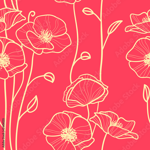 Fototapeta Naklejka Na Ścianę i Meble -  seamless pattern with poppies