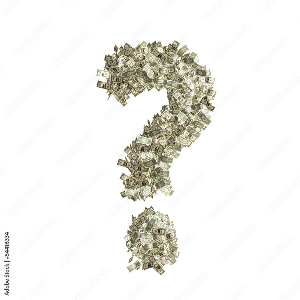 Fragezeichen ? gebildet aus Dollar Banknoten Fragezeichen ? gebildet aus Dollar Banknoten