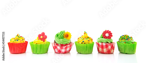 Green and red cupcakes