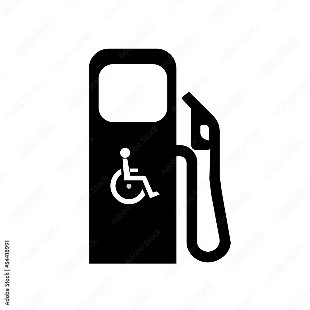 Personne handicapée en fauteuil roulant dans une station service Personne handicapée en fauteuil roulant dans une station service