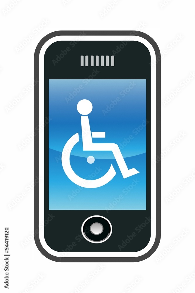 Personne handicapée en fauteuil roulant sur un téléphone portable