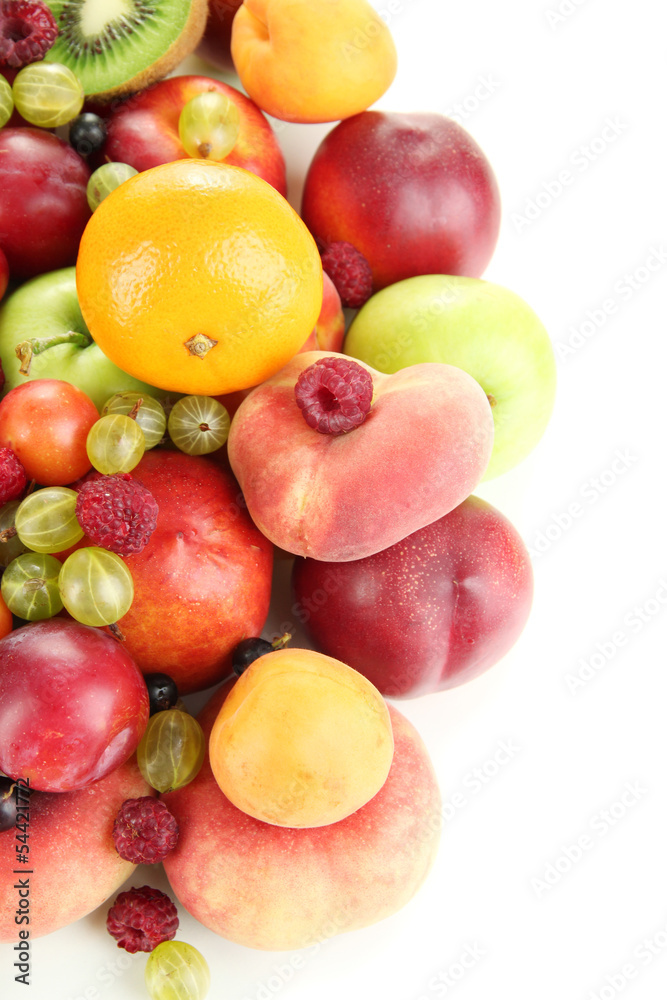 Assortment of juicy fruits, isolated on white Assortment of juicy fruits, isolated on white