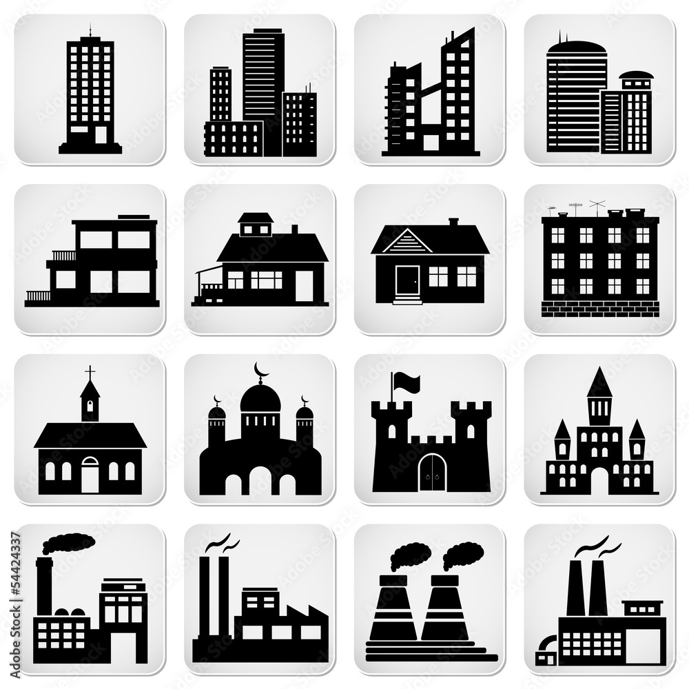 vector set of various buildings