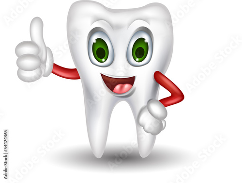 cute tooth cartoon thumb up